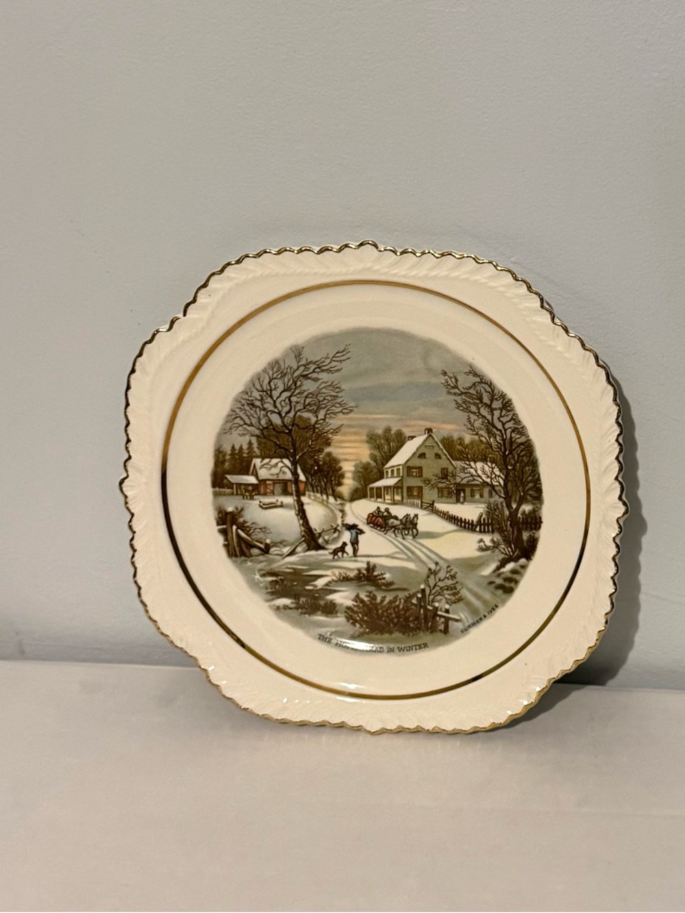 Decorative Cream Winter Scene Charger Plate